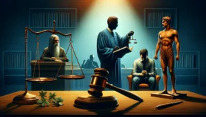 Tribunal deliberando sobre justiça